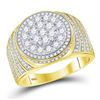Image 1 : Round Diamond Circle Flower Cluster Ring 2 Cttw 10KT Yellow Gold