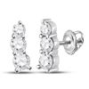 Round Diamond Fashion 3-stone Earrings 1 Cttw 14KT White Gold