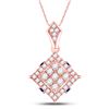 Round Diamond Blue Sapphire Square Pendant 5/8 Cttw 14KT Rose Gold