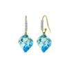 Genuine 27.98 ctw Blue Topaz & Diamond Earrings 14KT Yellow Gold - REF-92F8Z