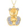 Round Diamond Bear Animal Pendant 1/10 Cttw 10KT Yellow Gold