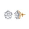 Image 1 : Round Diamond Star Cluster Earrings 3/4 Cttw 14KT Yellow Gold