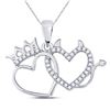 Round Diamond Double Heart Pendant 1/6 Cttw 10KT White Gold