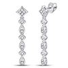 Round Diamond Square Teardrop Dangle Earrings 1/5 Cttw 14KT White Gold