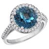 2.44 CTW London Blue Topaz & Diamond Ring 14K White Gold - REF-56W6F