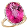 13.71 CTW Pink Topaz & Diamond Ring 14K Yellow Gold - REF-59X4M