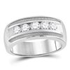 Round Diamond Wedding 5-Stone Band Ring 1 Cttw 14KT White Gold