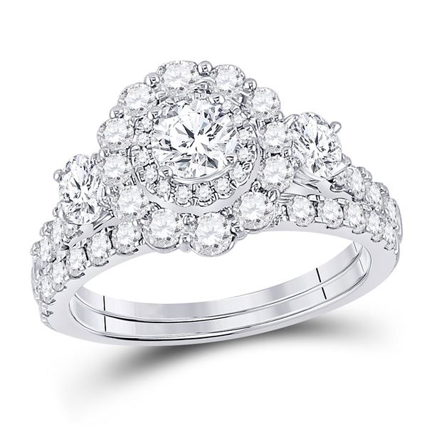 Diamond Bridal Wedding Ring Band Set 2 Cttw 14KT Two-tone Gold