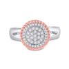 Image 2 : Round Diamond Rope Flower Cluster Ring 1/3 Cttw 10KT Two-tone Gold