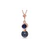Genuine 1.23 ctw Sapphire & Black Pearl Necklace 14KT Rose Gold - REF-20N4R