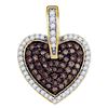 Round Brown Diamond Heart Pendant 1/2 Cttw 10KT Yellow Gold