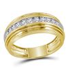 Round Diamond Milgrain Ridged Wedding Anniversary Band Ring 1/2 Cttw 10KT Yellow Gold