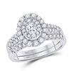 Diamond Bridal Wedding Ring Band Set 1 Cttw 10KT White Gold