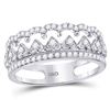 Round Diamond Fashion Heart Ring 3/8 Cttw 14KT White Gold