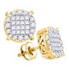 Image 1 : Princess Round Diamond Cluster Earrings 1 Cttw 14KT Yellow Gold