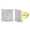 Image 1 : Round Diamond Square Cluster Earrings 1/3 Cttw 10KT Yellow Gold