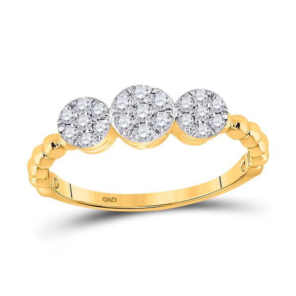 Round Diamond Triple Flower Cluster Ring 1/3 Cttw 10KT Yellow Gold