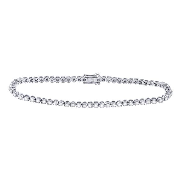 Round Diamond Studded Tennis Bracelet 2 Cttw 10KT White Gold