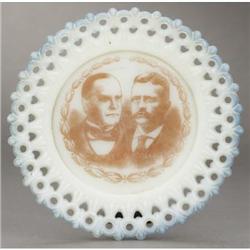 McKinley & Roosevelt: Jugate Milk Glass Plate