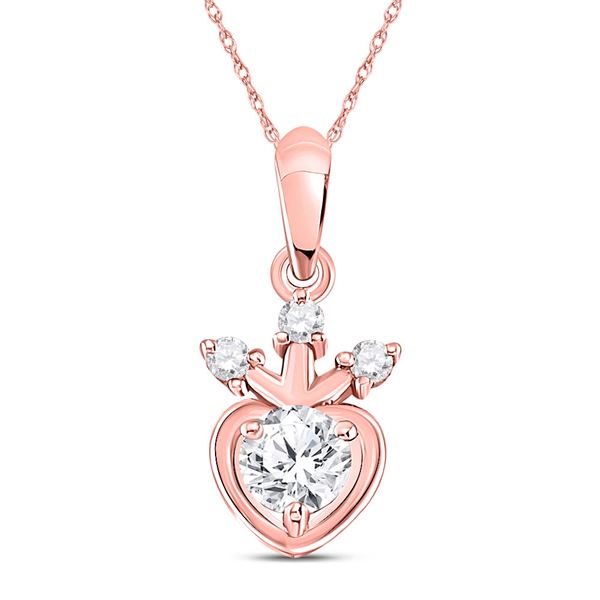 Round Diamond Heart Pendant 1/4 Cttw 14KT Rose Gold