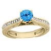Image 1 : 0.71 CTW Swiss Blue Topaz & Diamond Ring 14K Yellow Gold - REF-53W2F