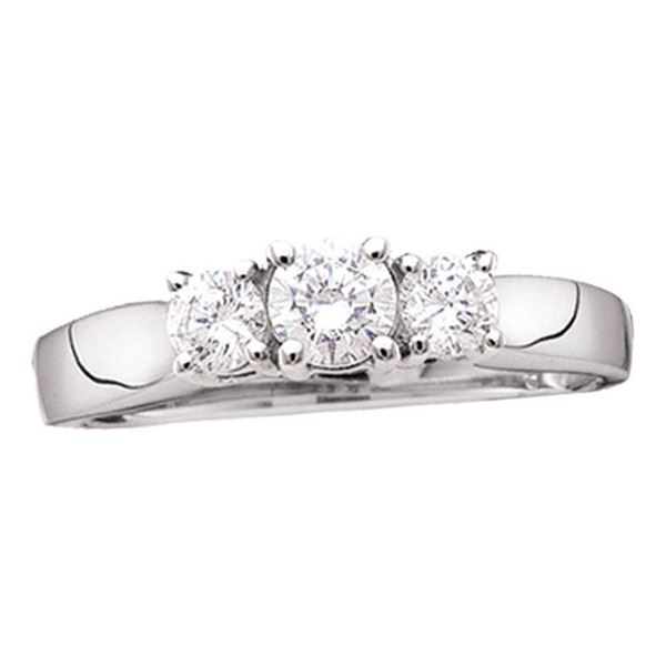Diamond 3-stone Bridal Wedding Engagement Ring 1/2 Cttw 14KT White Gold