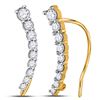 Image 1 : Round Diamond Graduated Journey Climber Earrings 1/4 Cttw 10KT Yellow Gold