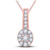 Image 1 : Round Diamond Oval Pendant 1/4 Cttw 10KT Rose Gold