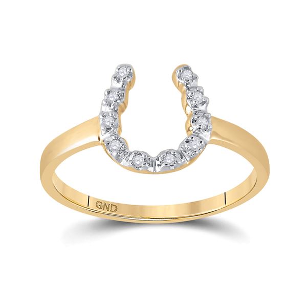 Round Diamond Lucky Horseshoe Ring 1/20 Cttw 10KT Yellow Gold