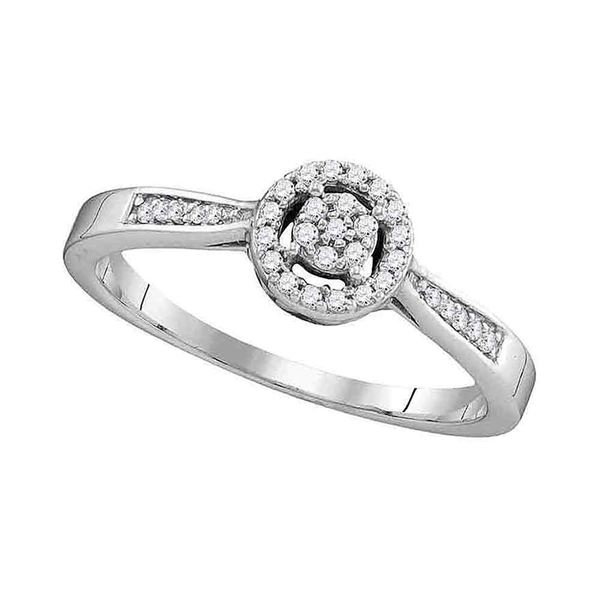 Diamond Cluster Bridal Wedding Engagement Ring 1/8 Cttw 10KT White Gold