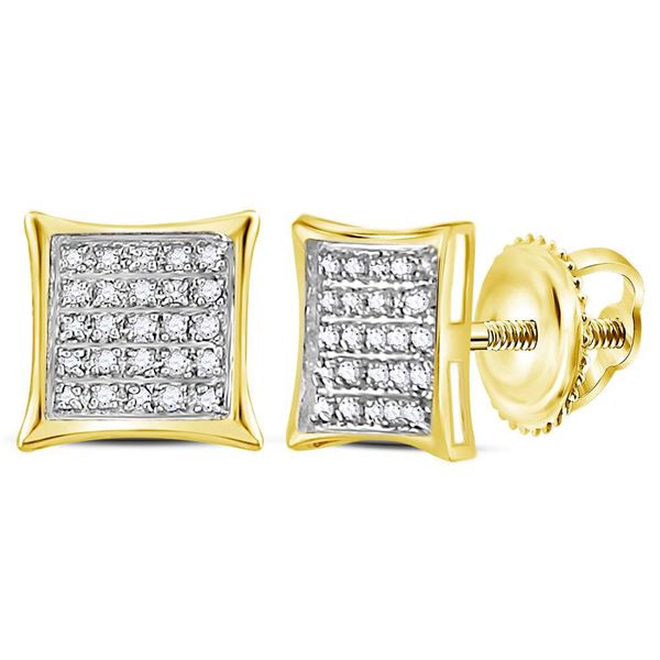 Round Diamond Square Kite Cluster Earrings 1/6 Cttw 10KT Yellow Gold