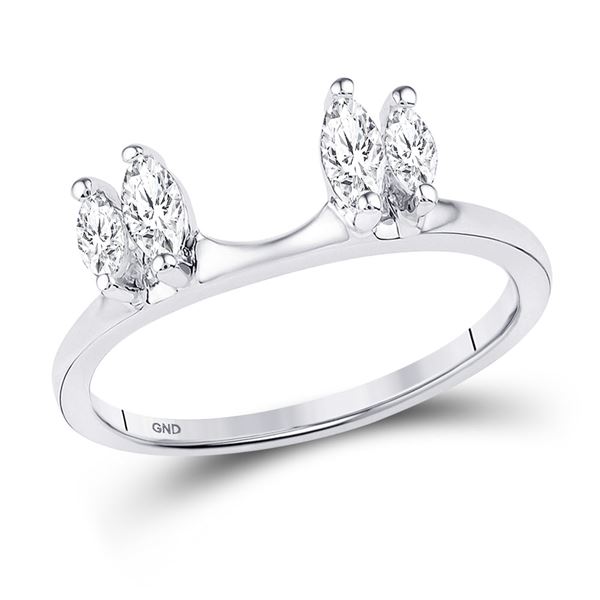 Oval Diamond Ring Guard Wrap Solitaire Enhancer 1/2 Cttw 14KT White Gold