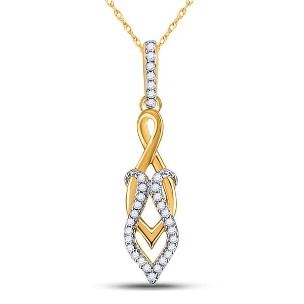 Round Diamond Spade Fashion Pendant 1/10 Cttw 10KT Yellow Gold