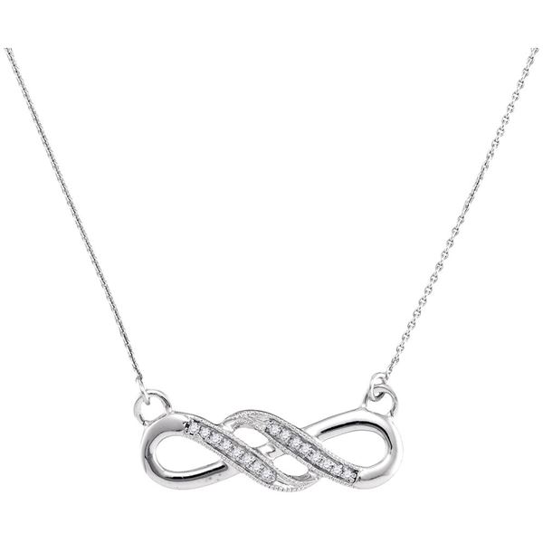 Round Diamond Infinity Pendant Necklace 1/20 Cttw 10KT White Gold
