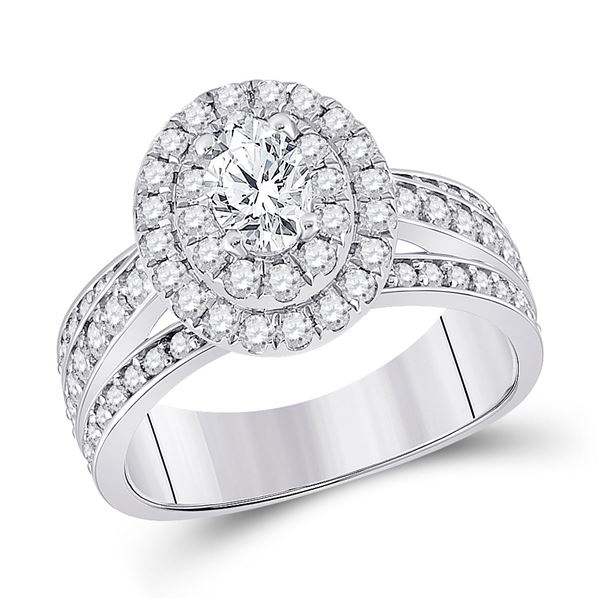 Halo Bridal Wedding Engagement Ring 1-7/8 Cttw 14KT White Gold