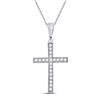 Image 1 : Round Diamond Cross Pendant 1/20 Cttw 10KT White Gold