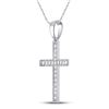 Image 2 : Round Diamond Cross Pendant 1/20 Cttw 10KT White Gold