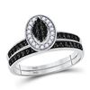 Image 1 : Round Black Color Enhanced Diamond Bridal Wedding Ring Set 1/2 Cttw 10KT White Gold