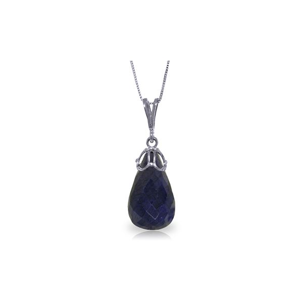 Genuine 14.8 ctw Sapphire Necklace 14KT White Gold - REF-28K3V