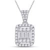 Image 1 : Baguette Diamond Cluster Pendant 1/2 Cttw 14KT White Gold