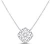 Image 1 : Round Diamond Floral Cluster Necklace 1/3 Cttw 14KT White Gold