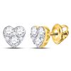 Image 1 : Round Diamond Heart Earrings 1/2 Cttw 10KT Yellow Gold