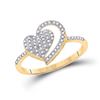 Image 1 : Round Diamond Heart Ring 1/5 Cttw 10KT Yellow Gold