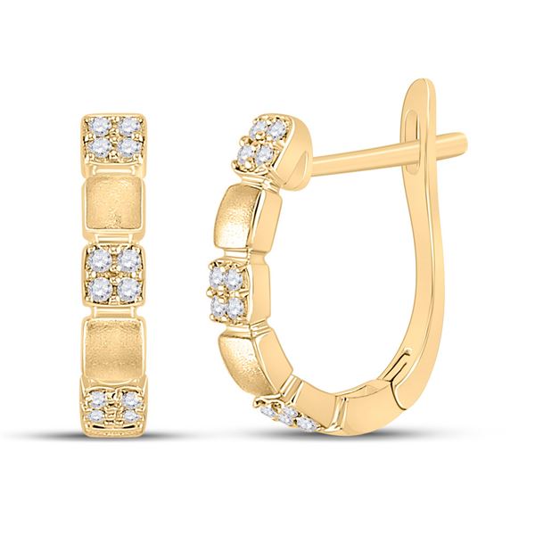 Round Diamond Hoop Earrings 1/10 Cttw 14KT Yellow Gold