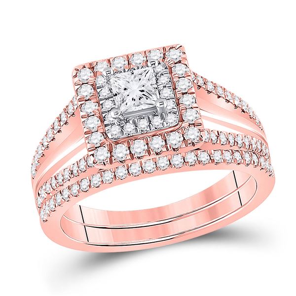 Bridal Wedding Ring Band Set 1 Cttw 14KT Two-tone Gold