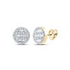Image 1 : Baguette Diamond Circle Cluster Earrings 1/3 Cttw 10KT Yellow Gold