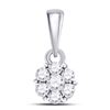 Image 1 : Round Diamond Flower Cluster Pendant 1/4 Cttw 14KT White Gold