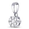Image 2 : Round Diamond Flower Cluster Pendant 1/4 Cttw 14KT White Gold