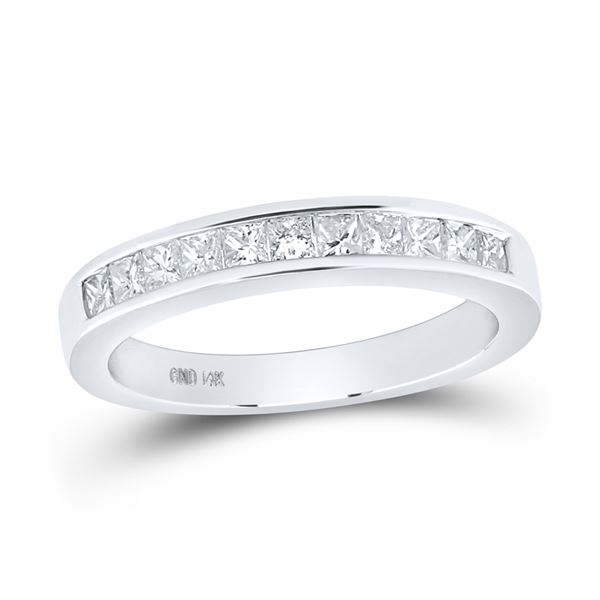 Princess Diamond Wedding Band 1/2 Cttw 14KT White Gold