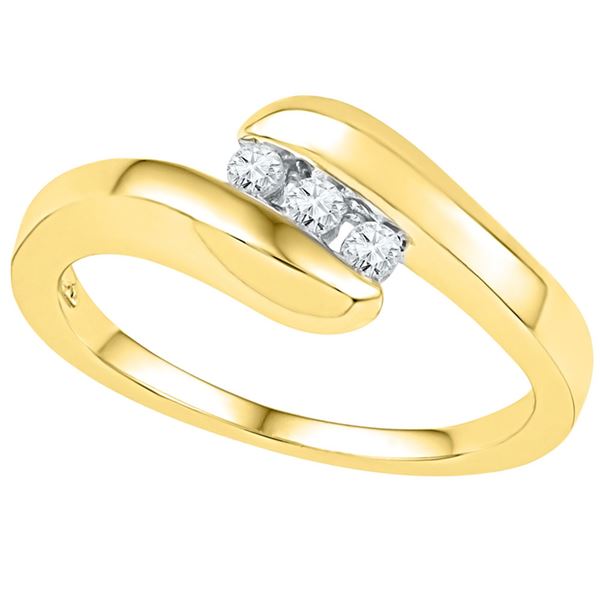 Round Diamond 3-stone Promise Ring 1/8 Cttw 10KT Yellow Gold
